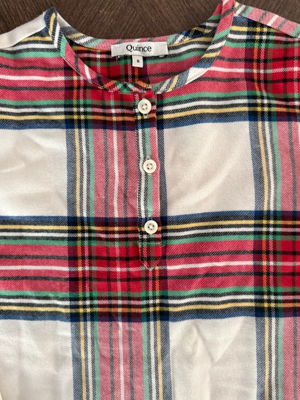 Quince Kids Holiday Flannel Nightgown Sweet Treats White Tartan Size 8